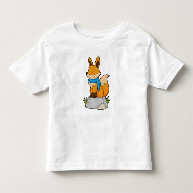 Camiseta De Bebé Fox con Scarf en la roca (Anverso)