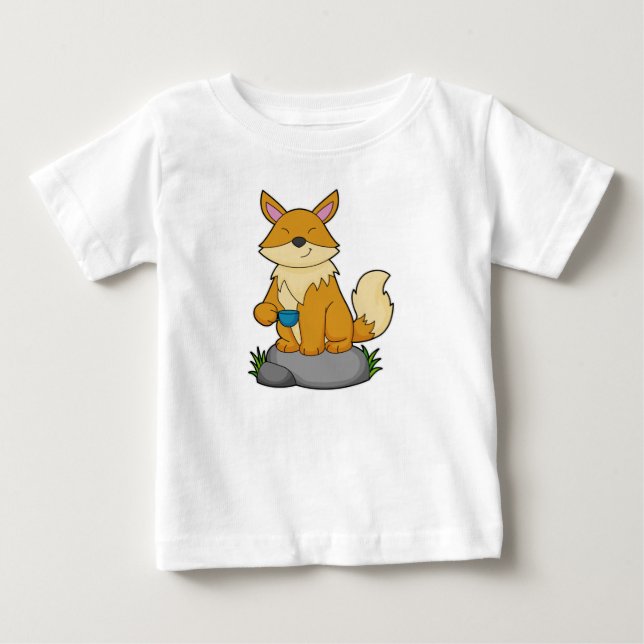 Camiseta De Bebé Fox con taza de café (Anverso)