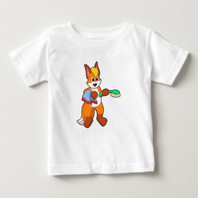 Camiseta De Bebé Fox con toalla y pincel (Anverso)
