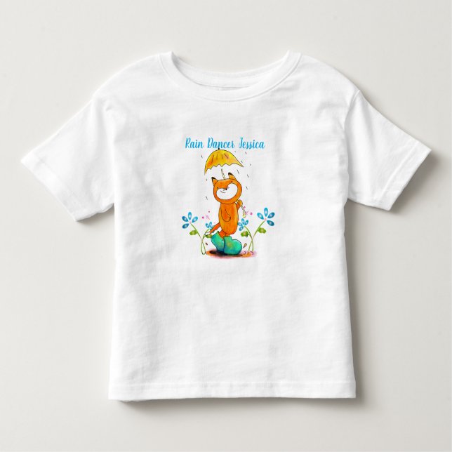 Camiseta De Bebé Fox de primavera inspiradora con paraguas (Anverso)