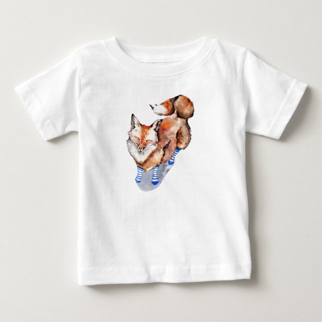 Camiseta De Bebé Fox en calcetines (Anverso)