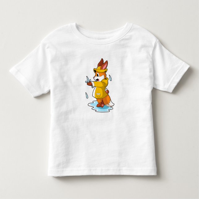 Camiseta De Bebé Fox en Lluvia con gotas de lluvia (Anverso)