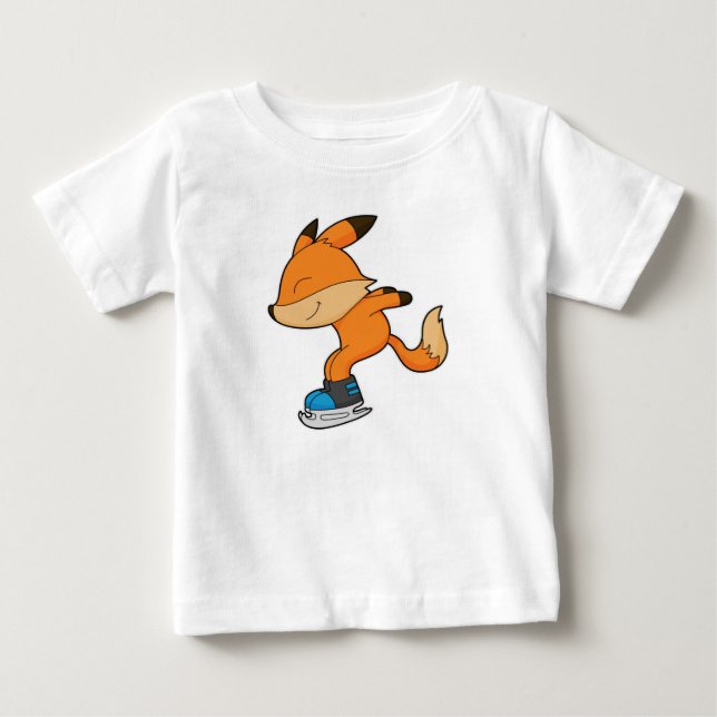 Camiseta De Bebé Fox en patinaje sobre hielo con patines de hielo (Anverso)
