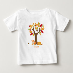 Camiseta De Bebé Fox otoñal con calabaza personalizada
