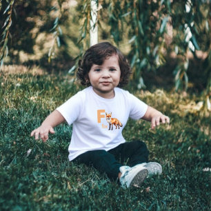 Camiseta De Bebé Foxy Learner: Adorable bebé-camiseta de alfabeto