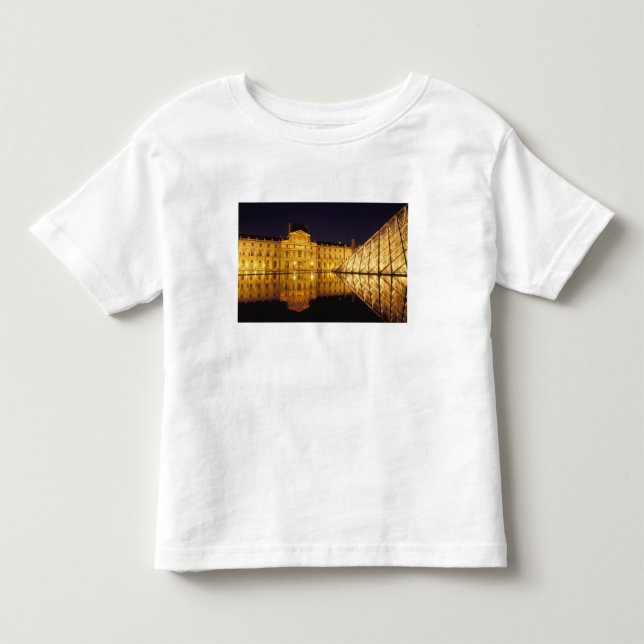 Camiseta De Bebé Francia, París, museo Louvre de noche. (Anverso)