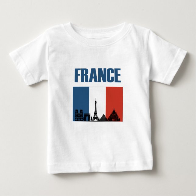Camiseta De Bebé Francia Viaje - Bandera Francesa de la Línea Aérea (Anverso)