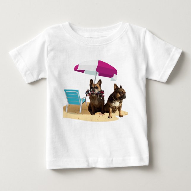 Camiseta De Bebé Französische Bulldogge Meer French Bulldog Urlaub (Anverso)