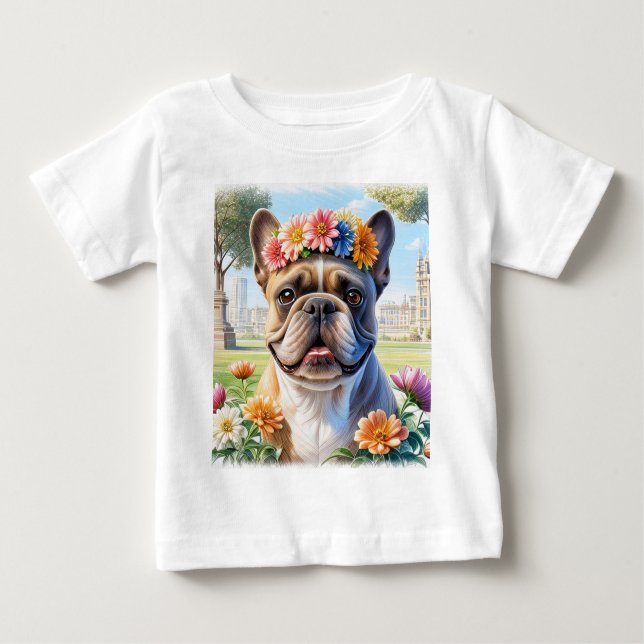 Camiseta De Bebé Französische Bulldogge mit Blumenkranz zum Muttert (Anverso)