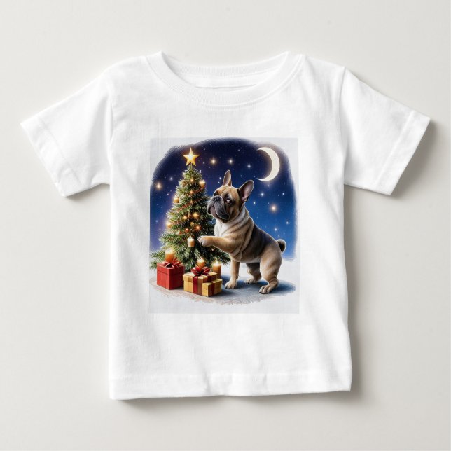 Camiseta De Bebé Französische Bulldogge Weihnachten Baum (Anverso)