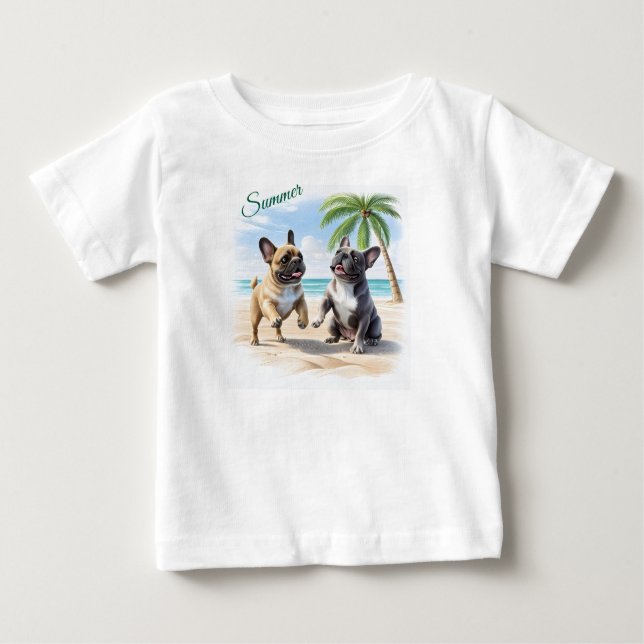 Camiseta De Bebé Französische Bulldoggen Strand French Bulldog (Anverso)