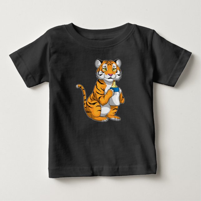 Camiseta De Bebé Frasco de leche para bebé tigre (Anverso)
