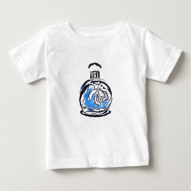 Camiseta De Bebé Frasco de perfume de ilustracion de moda azul (Anverso)