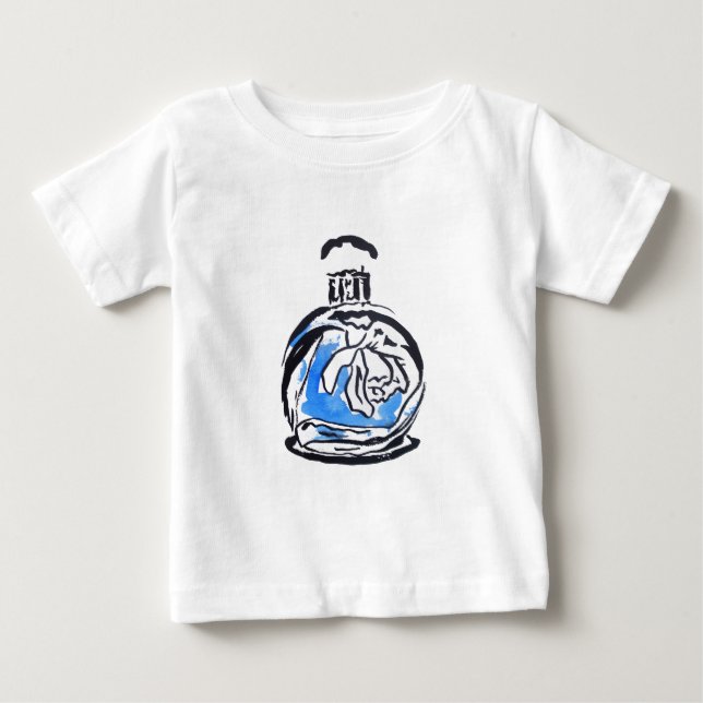 Camiseta De Bebé Frasco de perfume de ilustracion de moda azul (Anverso)