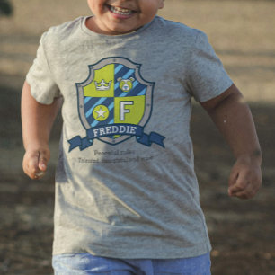 Camiseta De Bebé Freddie letra F nombre de niño significado escudo