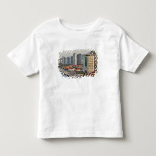 Camiseta De Bebé Frente marítimo con el horizonte de la ciudad de Y