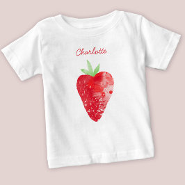 Camiseta De Bebé Fresa acuarela personalizada