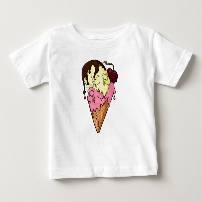 Camiseta De Bebé Fresa dulce mortal y helado de cráneo bananero (Anverso)