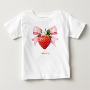 Camiseta De Bebé Fresa Rosa Coquette