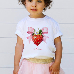 Camiseta De Bebé Fresa Rosa Coquette