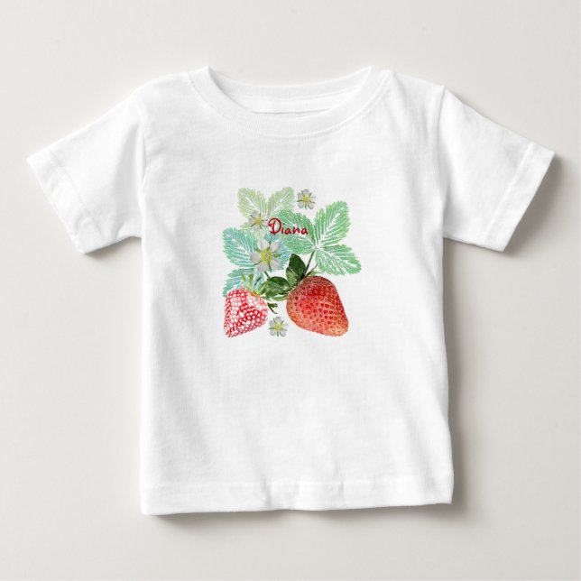 Camiseta De Bebé Fresas, bayas, rojas, frescas, maduras, dulces, (Anverso)