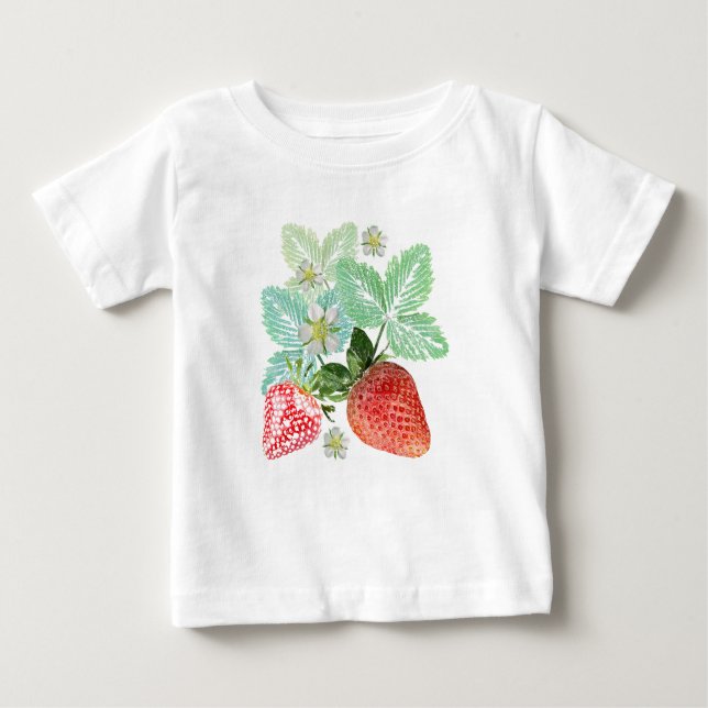Camiseta De Bebé Fresas, bayas, rojas, frescas, maduras, dulces, (Anverso)