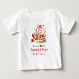 Camiseta De Bebé Fresas y arándanos rosados Primer cumpleaños