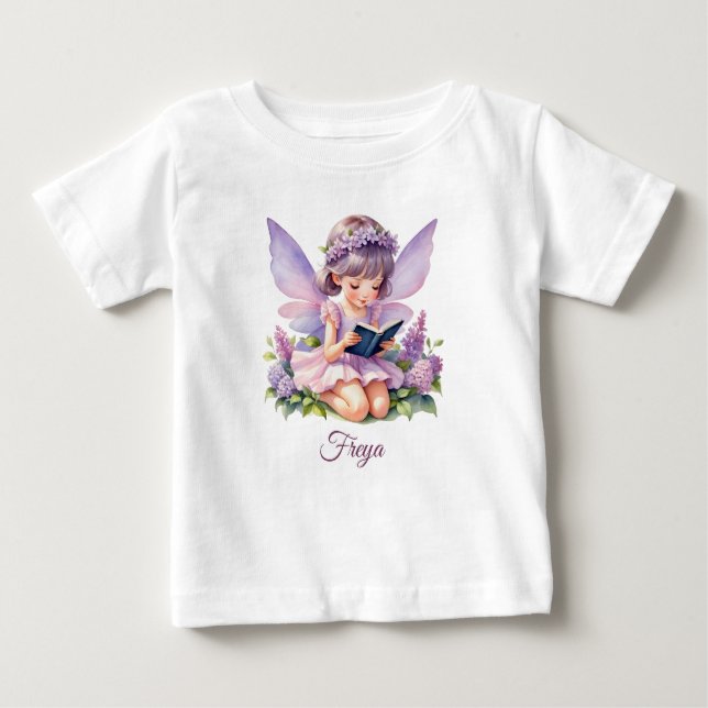 Camiseta De Bebé Freya Lilac Fairy Personalized Baby T-Shirt (Anverso)