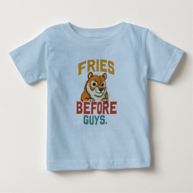 Camiseta De Bebé "Fries Antes De Chicos" (Anverso)