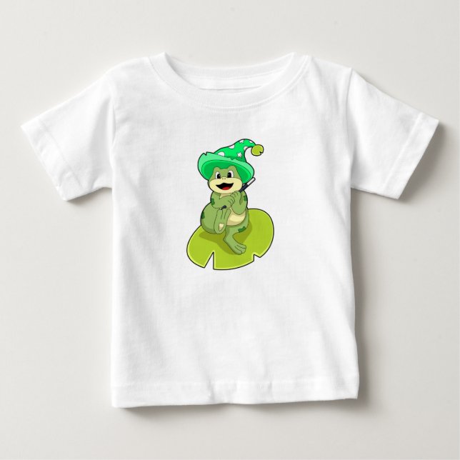 Camiseta De Bebé Frog as Wizard con varita mágica (Anverso)