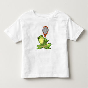 Camiseta De Bebé Frog at Tennis with Tennis racket