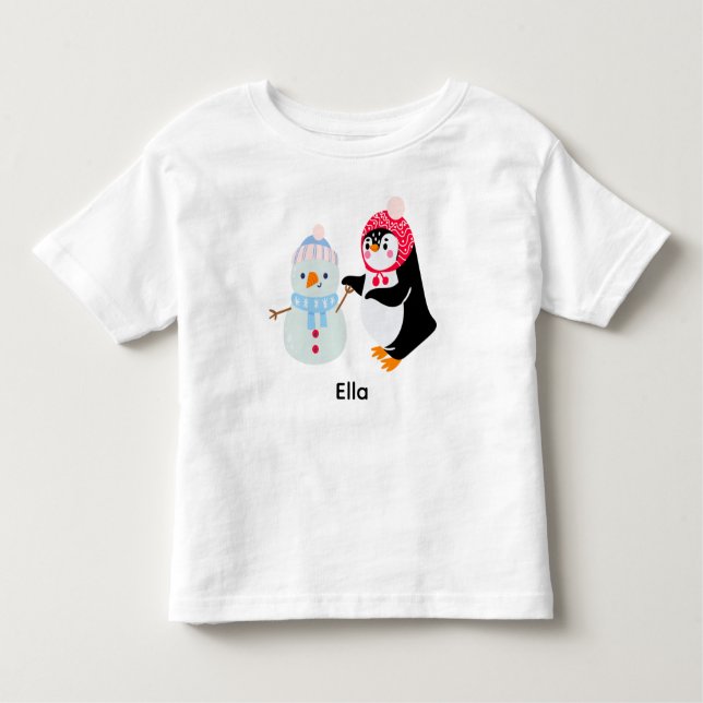 Camiseta De Bebé Frosty el muñeco de nieve y el pingüino (Anverso)