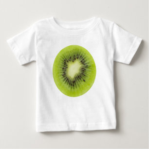 Camiseta De Bebé Fruta kiwi fresca. Secador redondo aislado