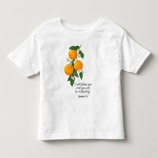 Camiseta De Bebé Fruta Naranja Génesis 12:2 (Anverso)
