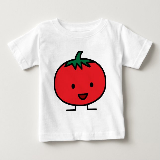 Camiseta De Bebé Fruta vegetal roja del tomate feliz (Anverso)