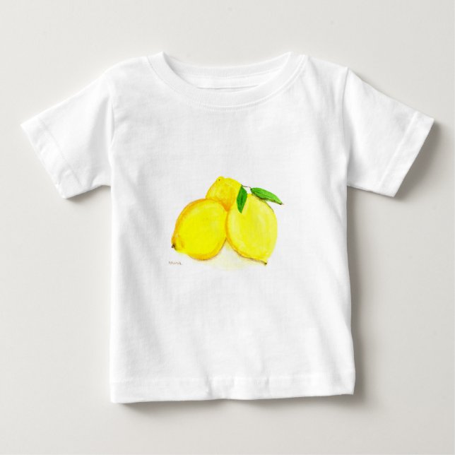 Camiseta De Bebé Frutas de limones amarillos acuarela Citrus Modern (Anverso)