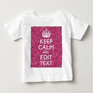 Camiseta De Bebé Fuchsia Rosa Mantener la calma Tener tu texto