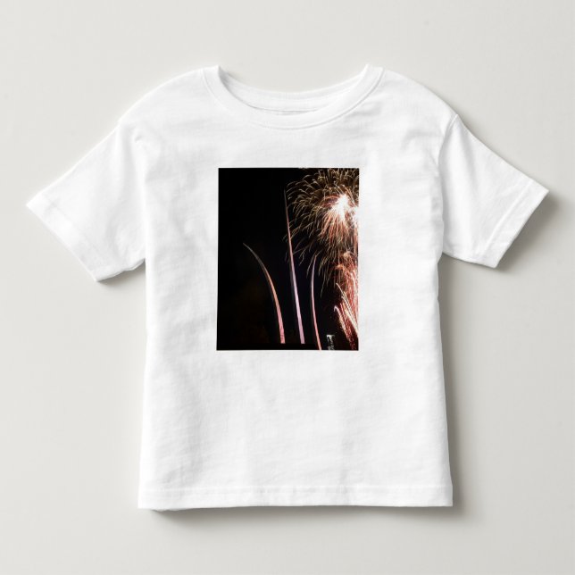 Camiseta De Bebé Fuegos artificiales iluminan el monumento a la Fue (Anverso)