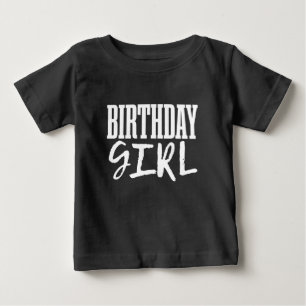 Camiseta De Bebé Fuente de texto de cumpleaños blanca para niña