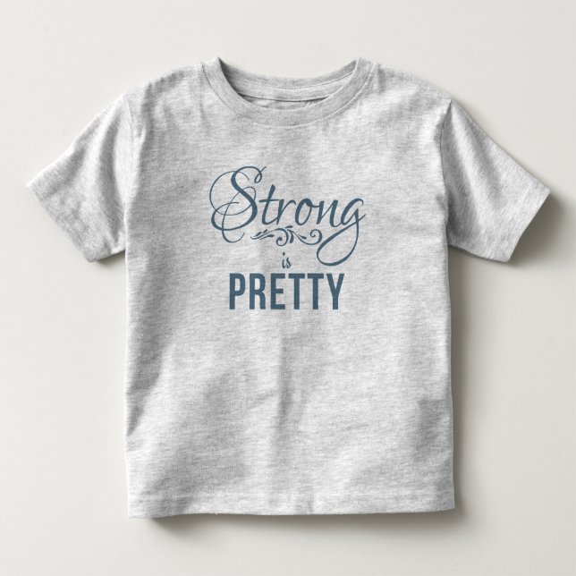 Camiseta De Bebé Fuerte es Bonito Grey Blue Kids T (Anverso)