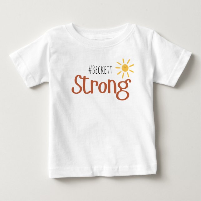 Camiseta De Bebé fuerte #name child cancer Baby T-Shirt (Anverso)