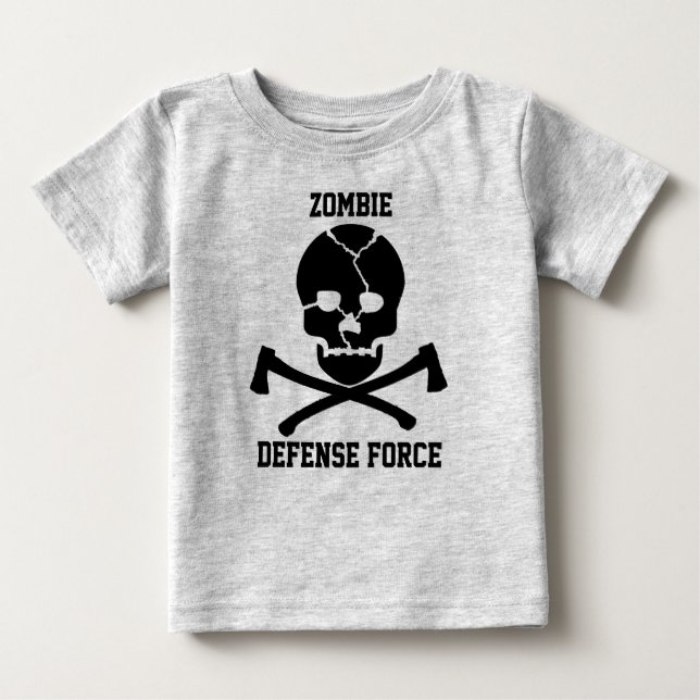 Camiseta De Bebé fuerza de defensa del zombi de los bebés: Cráneos (Anverso)