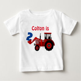 Camiseta De Bebé Fun "Age" y "Name" Red Tractor Cumpleaños