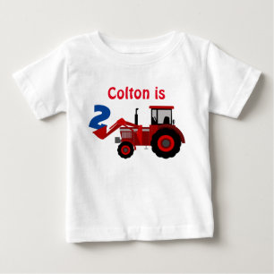 Camiseta De Bebé Fun "Age" y "Name" Red Tractor Cumpleaños