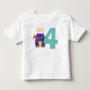 Camiseta De Bebé Fun colorido Mi Pequeño Monstruo es cuatro años