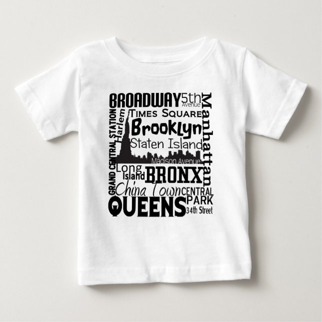Camiseta De Bebé FUN NYC Word CLOUD Inspirar TÉ Gráfico (Anverso)