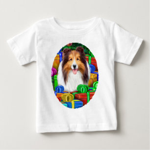Camiseta De Bebé Fundición de regalos abiertos de Sheltie Navidades