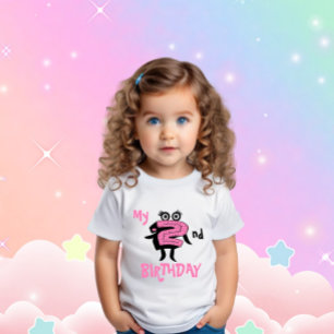 Camiseta De Bebé Fundido traje de bebé número dos rosa