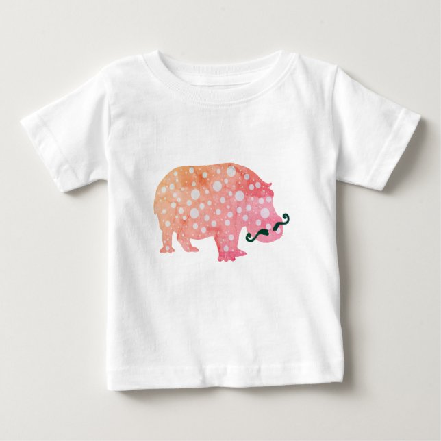 Camiseta De Bebé Funky Hipopótamo mister Toddler Ruffle Tee, Blanco (Anverso)
