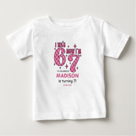 Camiseta De Bebé Funny 7th Birthday | “I Was 6, Now 7” Party